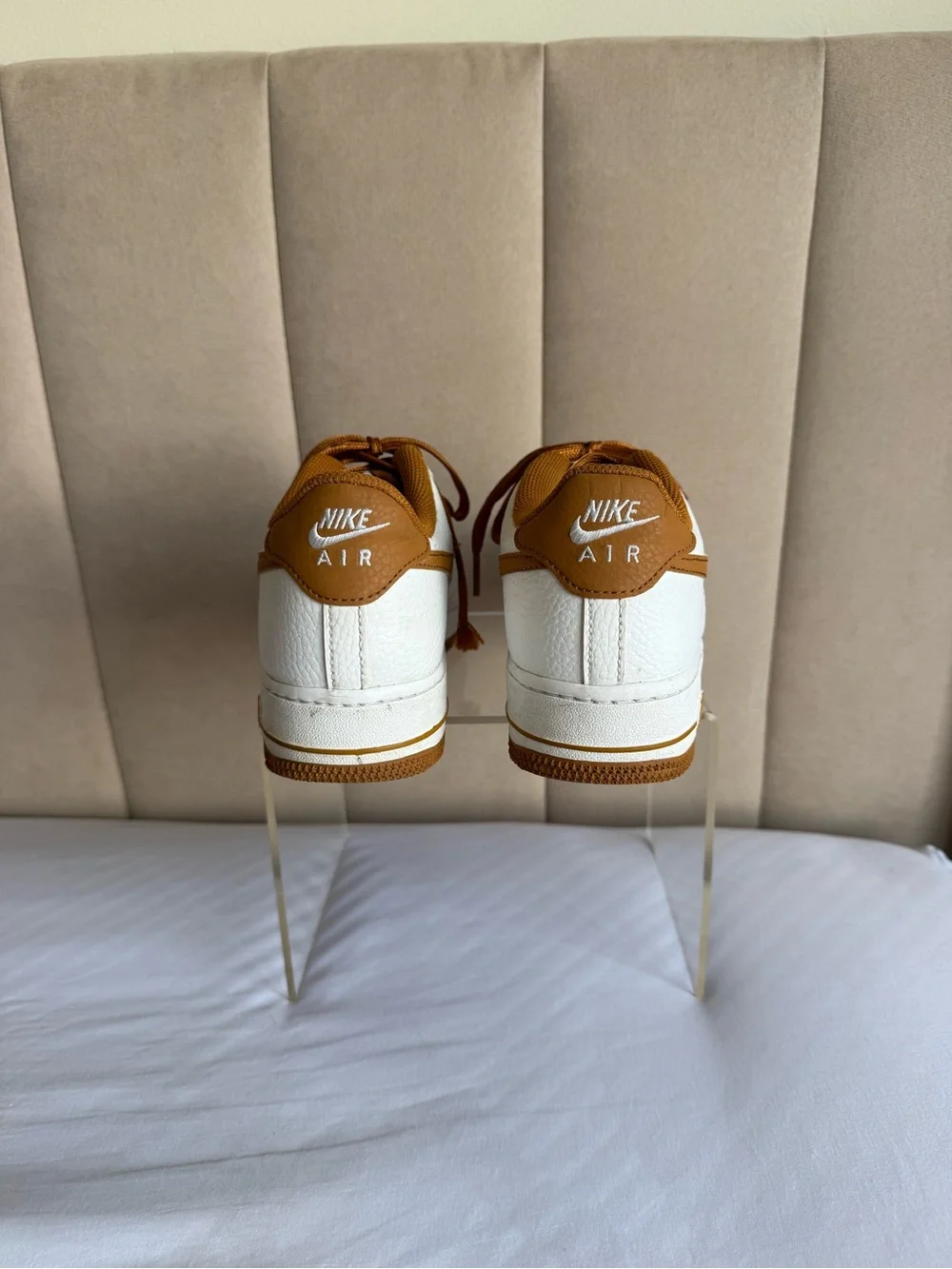 Nike Kids Low-Top Sneakers — White & Brown Swoosh